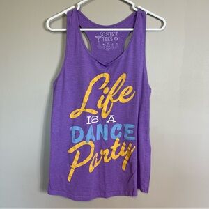 Chive Tees Racerback Tank Top Size Medium Purple Life is a Dance Party Graphic
